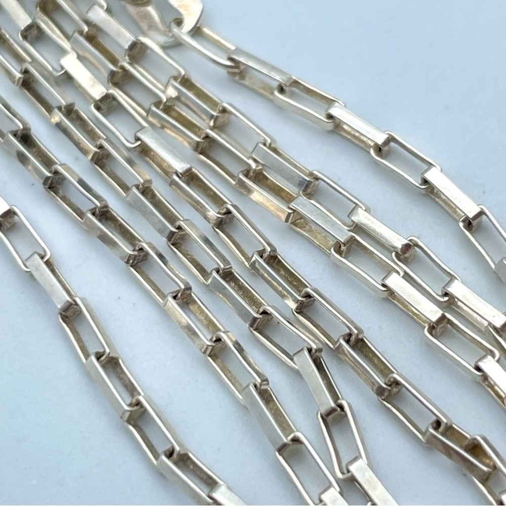 Classic 925 Sterling Silver Rectangular Paperclip Chain Necklace